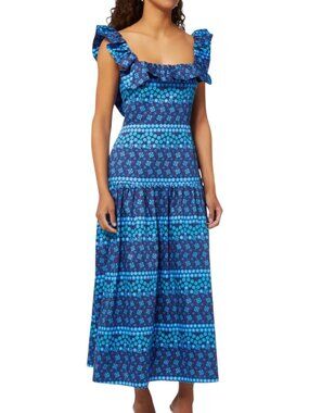 Borgo De Nor Jessie Midi Dress UK 8 US 4 Blue Floral